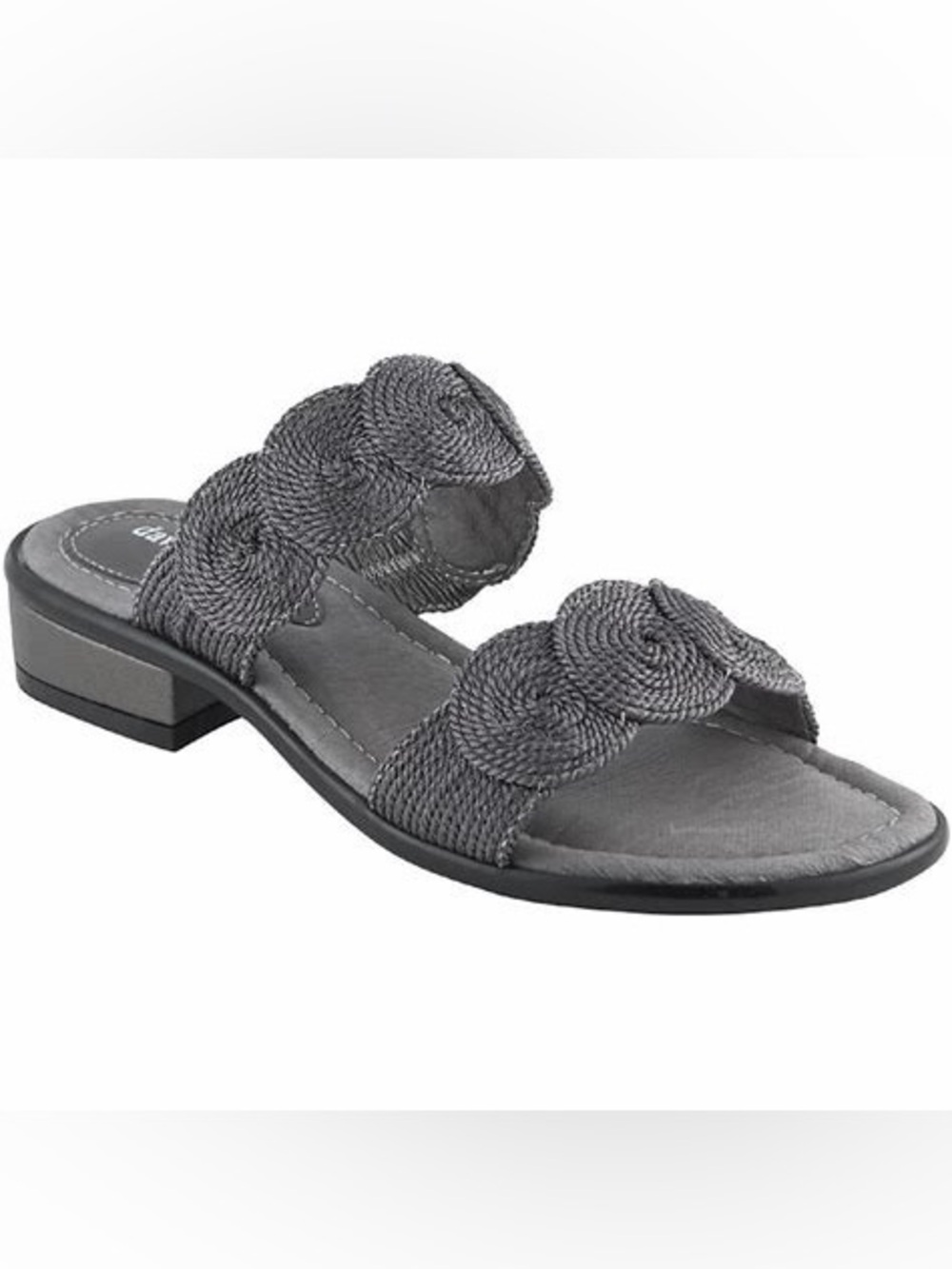 David Tate Honey Women's Silver Braided Slide Sandals - Comfortable Casual